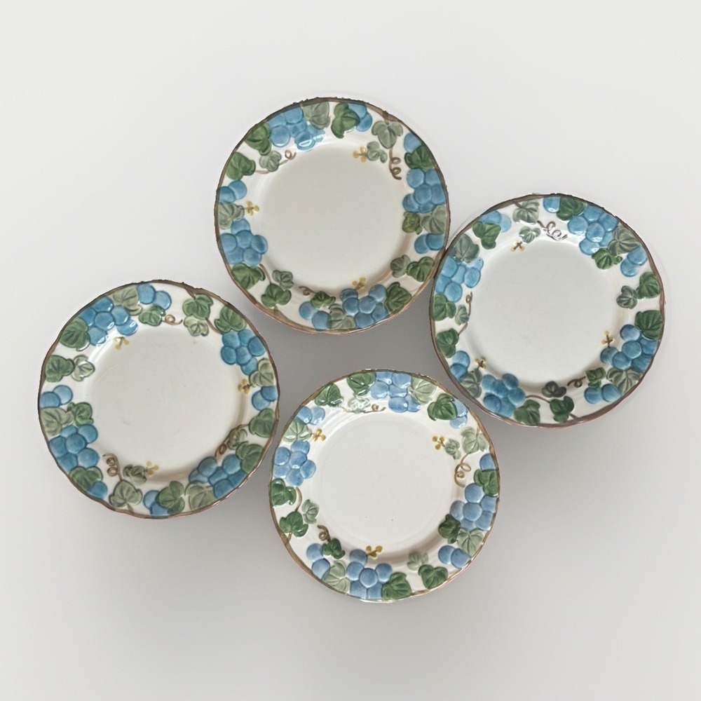 Vintage Poppytrail Metlox Sculptured Grape Salad Plate Set of 4